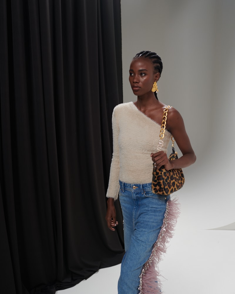 Milk White Knit One Shoulder Bodysuit 